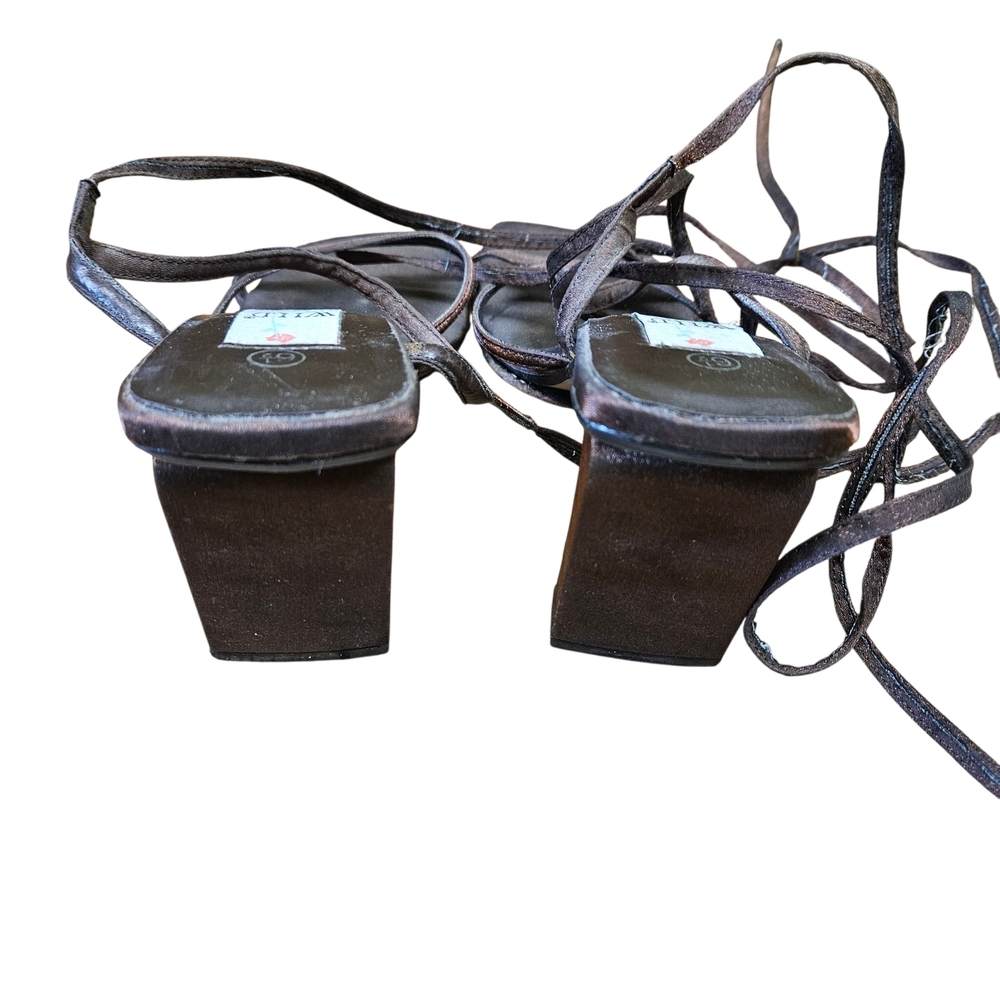 Wild Rose Brown Metallic Strappy Sandals Block Heels Size 6.5 Vintage - Picture 7 of 12